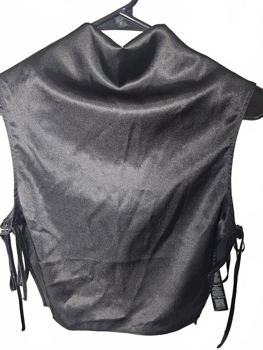 Topshop Black Sleeveless Satin Top, Size US 4 - Picture 5 of 6